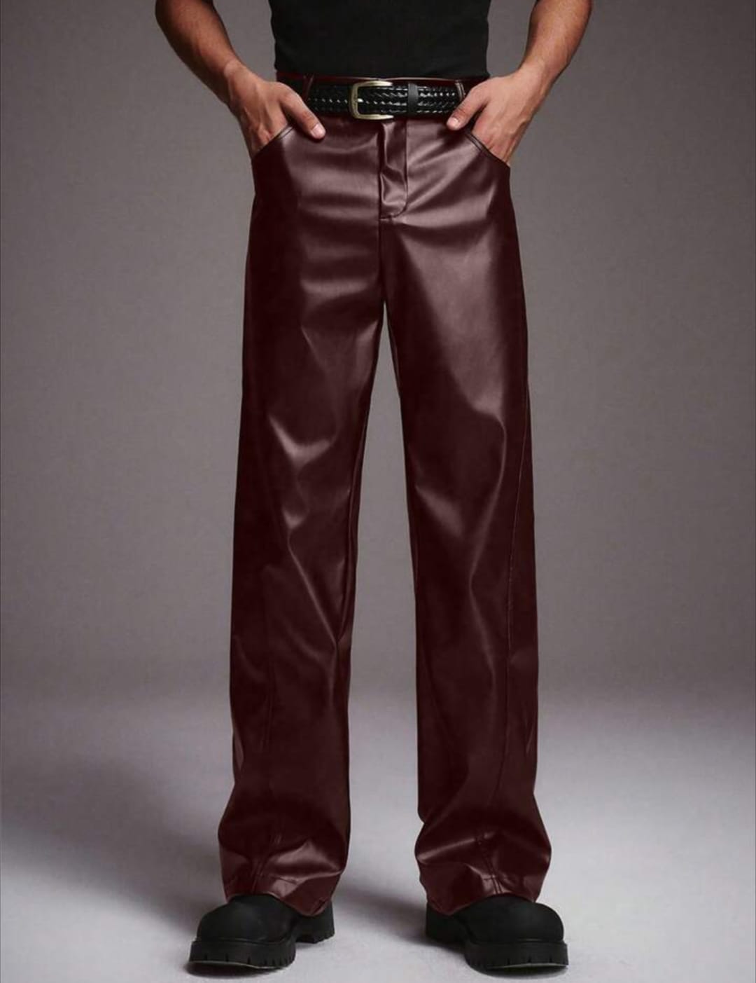 Men's Straight-Leg Trousers – High-Waist Relaxed Fit Fashion Pants